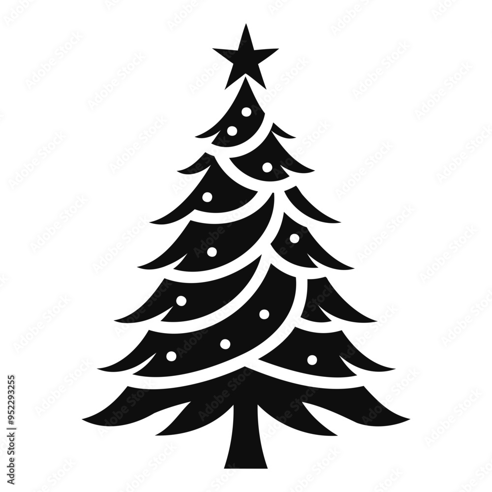 Christmas tree Black silhouette Vector Illustration isolated on a white background Christmas tree Black silhouette Vector Illustration isolated on a white background