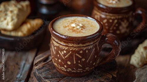 Traditional Mexican Horchata Served in Rustic Clay Mug for Authentic Taste of Mexico