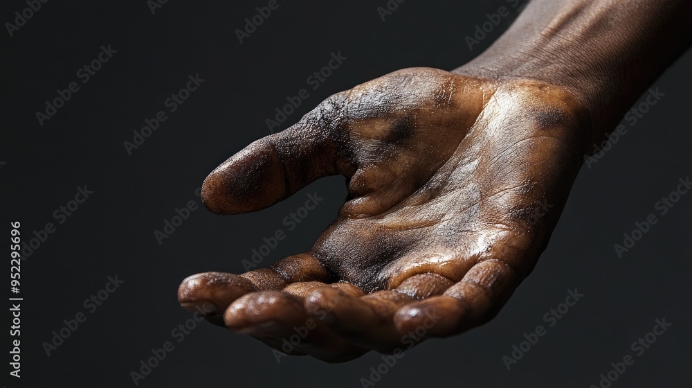 Lesions on hands, showing contrast between darkened and lightened skin areas, possibly linked to a genetic condition. Lesions on hands, showing contrast between darkened and lightened skin areas, possibly linked to a genetic condition.