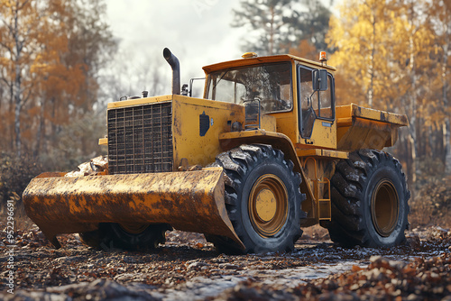 A high-quality photo showcasing construction equipment in action at a construction site