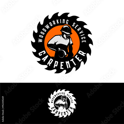 Carpentry Woodworks Retro Carpenter Sawmill Logo Vector Template Design 