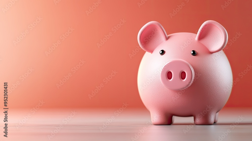 Pink Piggy Bank on Pink Background Pink Piggy Bank on Pink Background