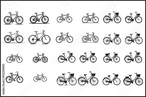 Dynamic Cycling Designs for Sports and Fitness, New Versatile Bike Icons and Illustrations, Editable Vector Art for Cycling Enthusiasts, Bicycle, Silhouette, Set, Vector, Bike, Cyclist, Rider, Sport