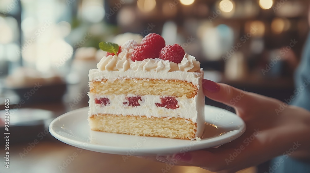 Sharing a little cake at a cafe : Generative AI Sharing a little cake at a cafe : Generative AI