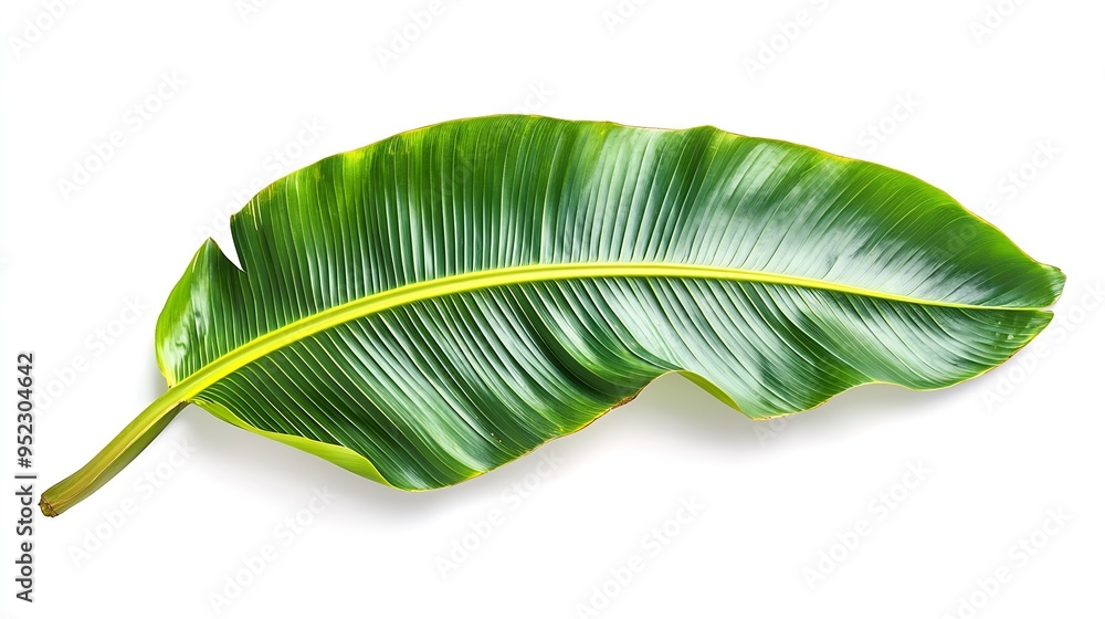 tropical banana leaf isolated on white background with clipping path : Generative AI tropical banana leaf isolated on white background with clipping path : Generative AI