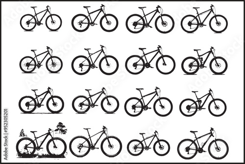 Dynamic Cycling Designs for Sports and Fitness, New Versatile Bike Icons and Illustrations, Editable Vector Art for Cycling Enthusiasts, Bicycle, Silhouette, Set, Vector, Bike, Cyclist, Rider, Sport