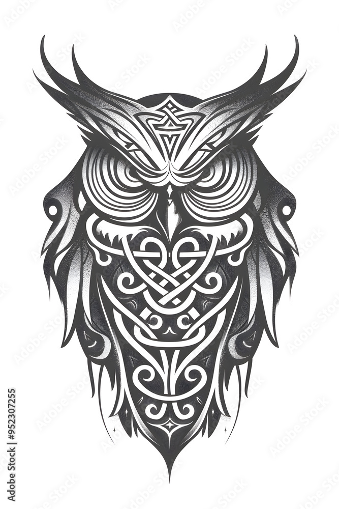 Fototapeta premium Owl Bird head very simple traditional tattoo flash styles illustration