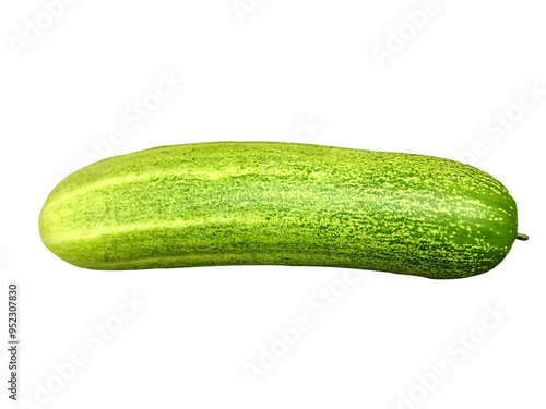 Cucumbers, fresh green leaves arranged in a pattern similar resting on a white cloth.	
