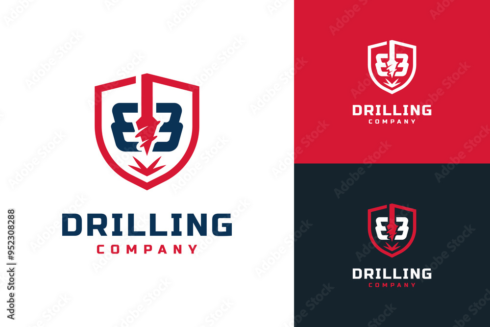Drilling logo design. Letter B drill logo, boring machine logo design template Drilling logo design. Letter B drill logo, boring machine logo design template