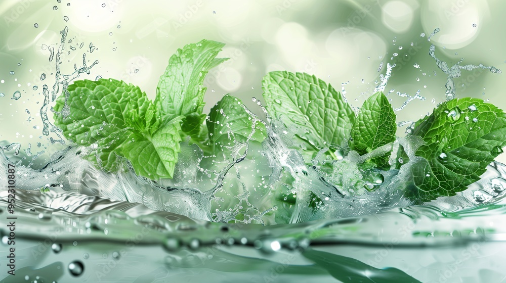 Splash water and mint. Refreshing Water Splash. Splash water and mint. Refreshing Water Splash.