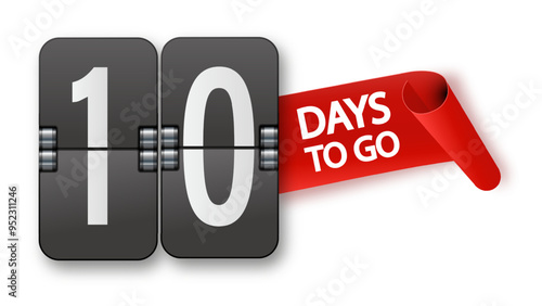 10 days to go icon set. Countdown of days remaining. Offer timer sticker limited to a few days. Vector