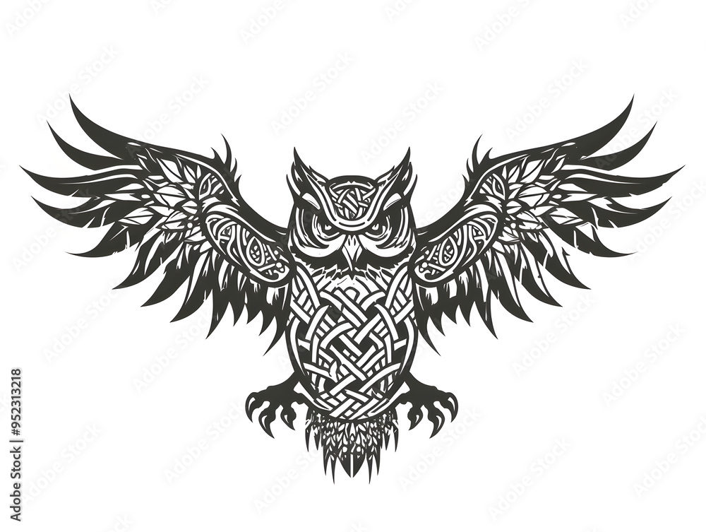 Owl Wings very simple traditional tattoo flash styles illustration Owl Wings very simple traditional tattoo flash styles illustration