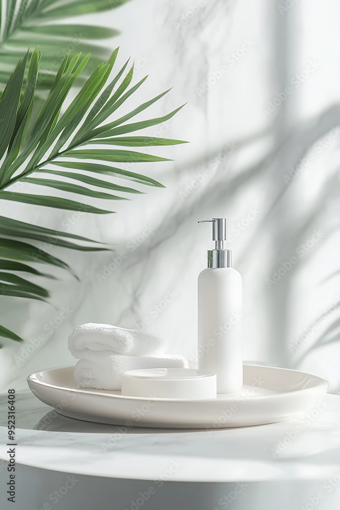 lotion ,cream and shampoo blank packaging podium generated by AI lotion ,cream and shampoo blank packaging podium generated by AI
