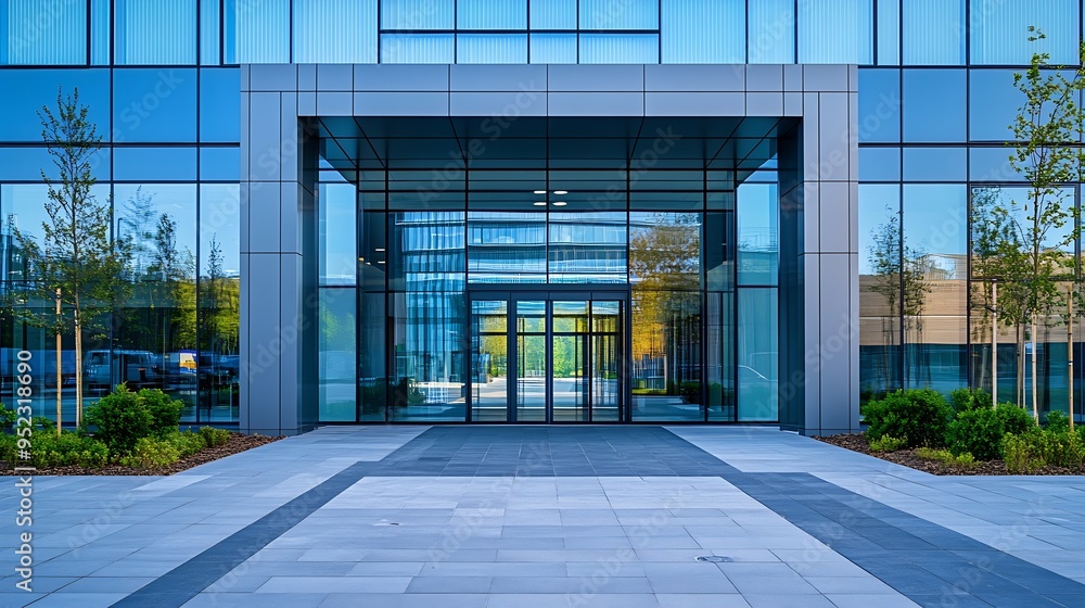 typical modern office building facade  photo : Generative AI