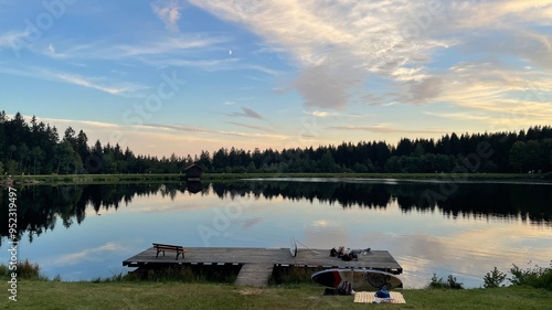 Abendstimmung am Fichtelsee, Bayern photo