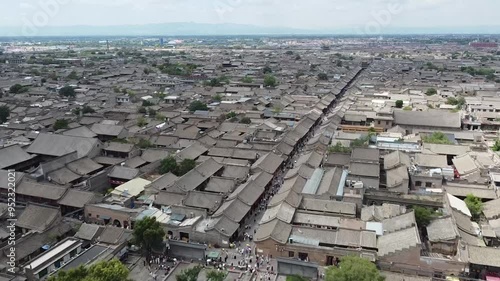 aerial view of the walls of Pingyao Ancient City, China