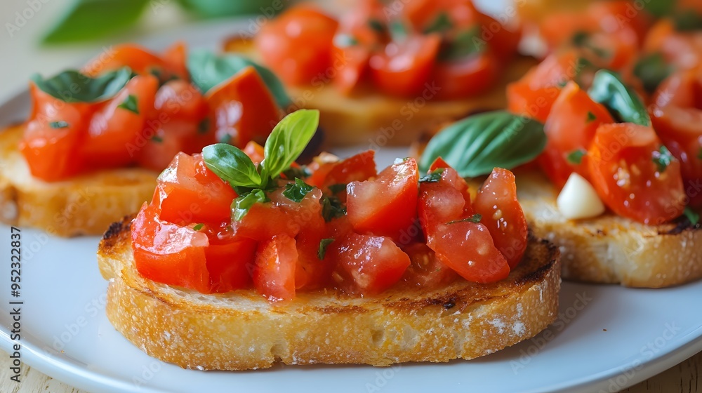 Close-up of Italian Bruschetta Appetizer Close-up of Italian Bruschetta Appetizer