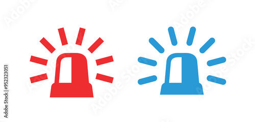 Flashing beacon icon. Icon of a special signal or flashing light on the roof of a car. Symbol of police, ambulance or dangerous goods. Light signal of emergency or breakdown service.