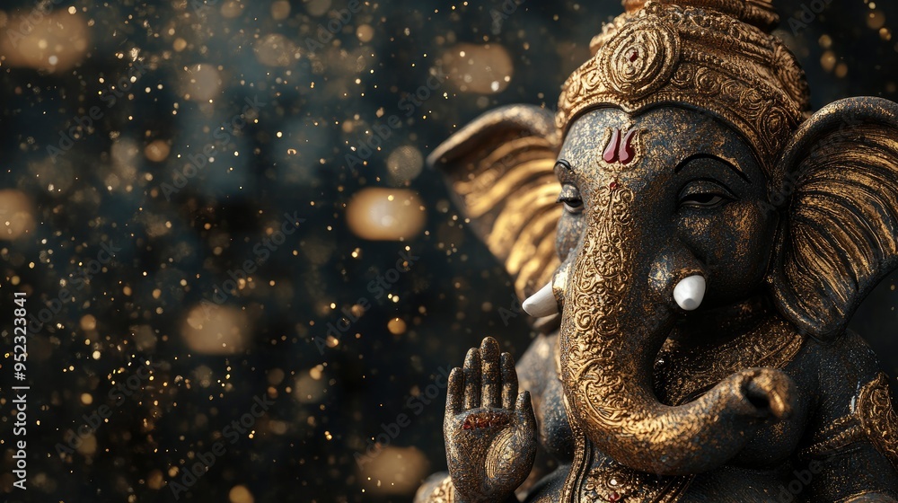 Fototapeta premium Ganesha idol with space for text in the background. Remover of obstacles.