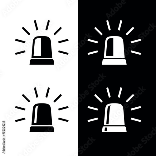 Flashing beacon icon. Icon of a special signal or flashing light on the roof of a car. Symbol of police, ambulance or dangerous goods. Light signal of emergency or breakdown service.