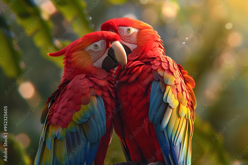 Fototapeta premium parrot couple AI generative