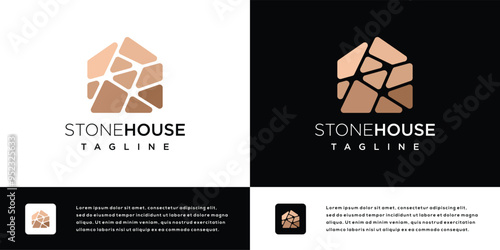 Stone house logo vector icon illustration. Stone house logo design template elements