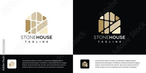 Stone house logo design vector icon illustration.
