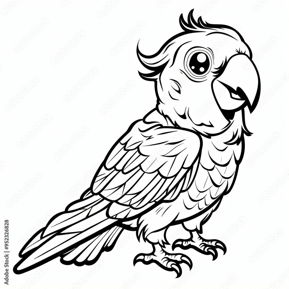 Cockatoo children coloring book page isolated Cockatoo children coloring book page isolated