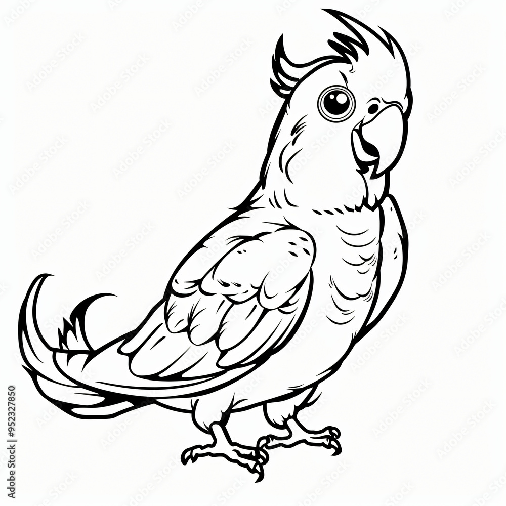 Cockatoo children coloring book page isolated Cockatoo children coloring book page isolated