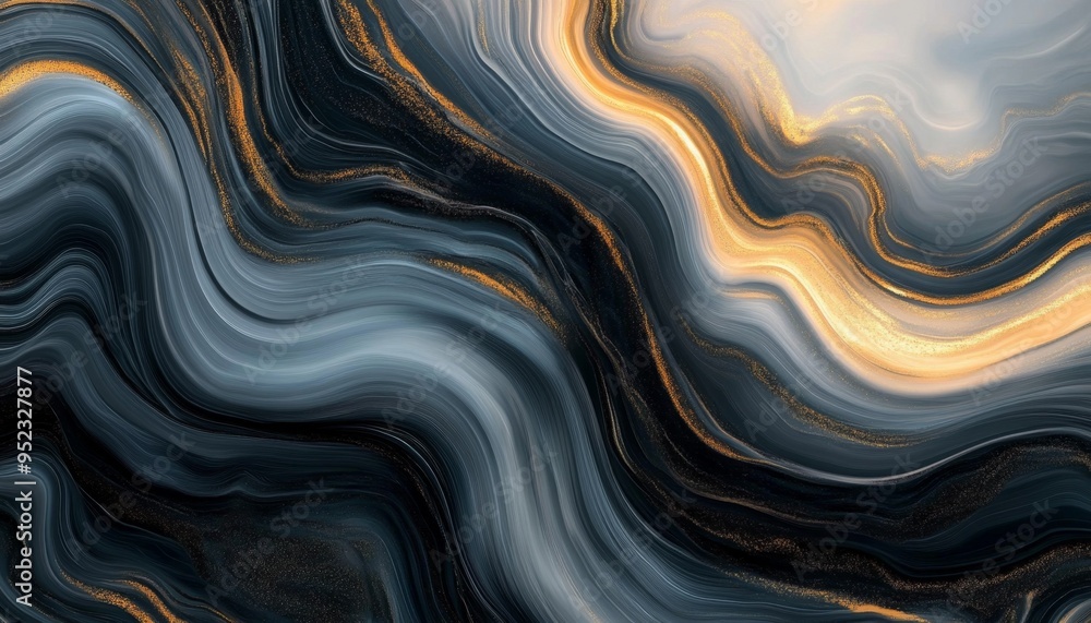 Obraz premium Elegant Black Marble Abstract: Luxurious Texture for Modern Interior Design. Versatile AI-Generated Pattern Ideal for Wall Decor, Flooring, and Graphic Projects. Minimalist Composition with Stylish Gr