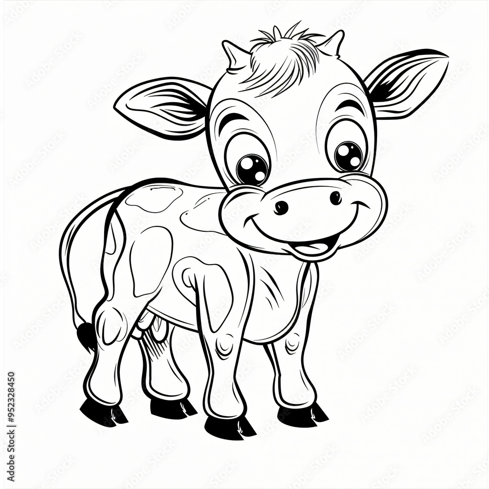 Fototapeta premium cow children coloring book page isolated