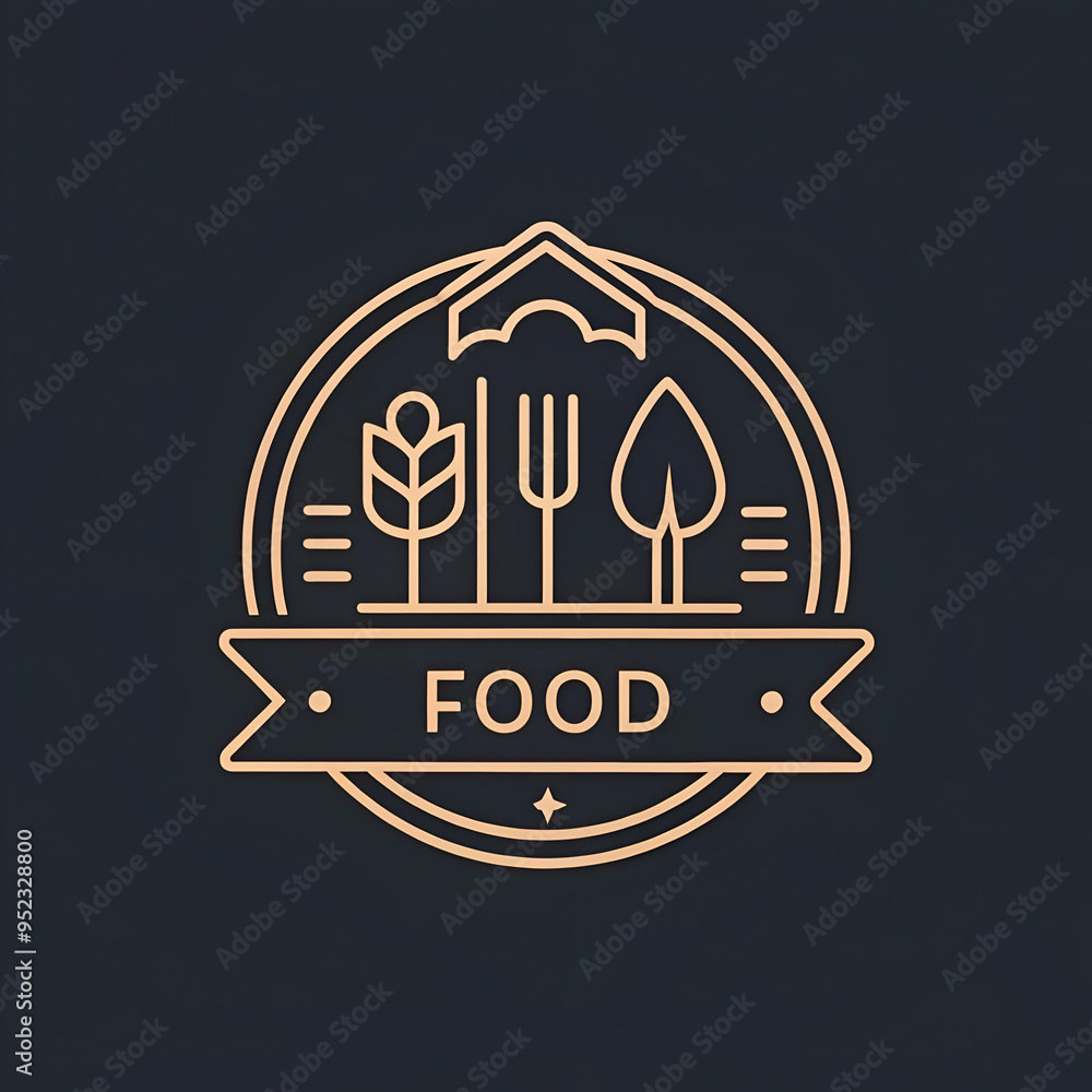 Obraz premium Simple luxury restaurant logo design linear style