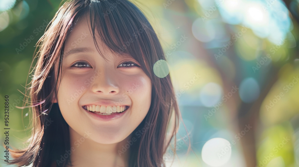 a young Japanese woman with a hearty smile a young Japanese woman with a hearty smile