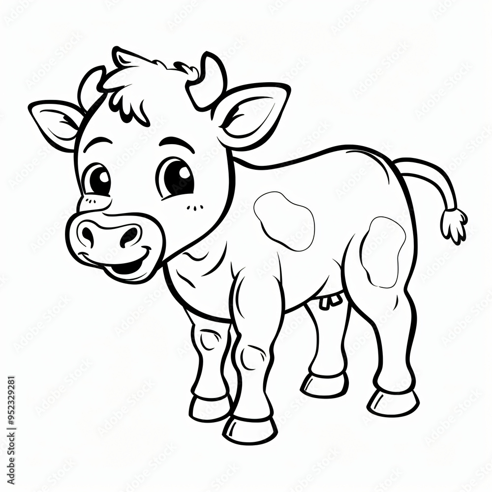 Fototapeta premium cow children coloring book page isolated