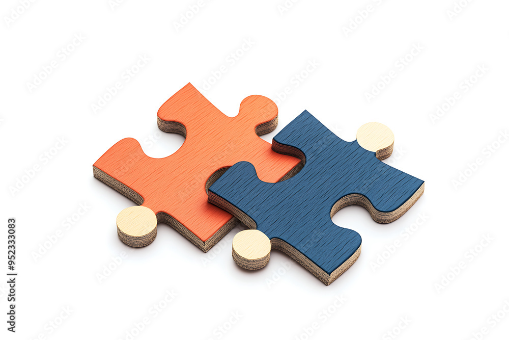 A simple and isolated image of a puzzle on a white background, representing problem-solving, connection, and the process of fitting pieces together to form a whole.