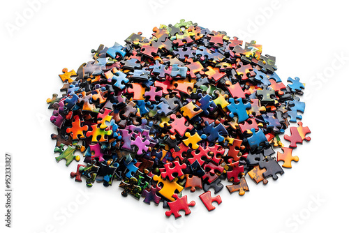 A simple and isolated image of a puzzle on a white background, representing problem-solving, connection, and the process of fitting pieces together to form a whole.