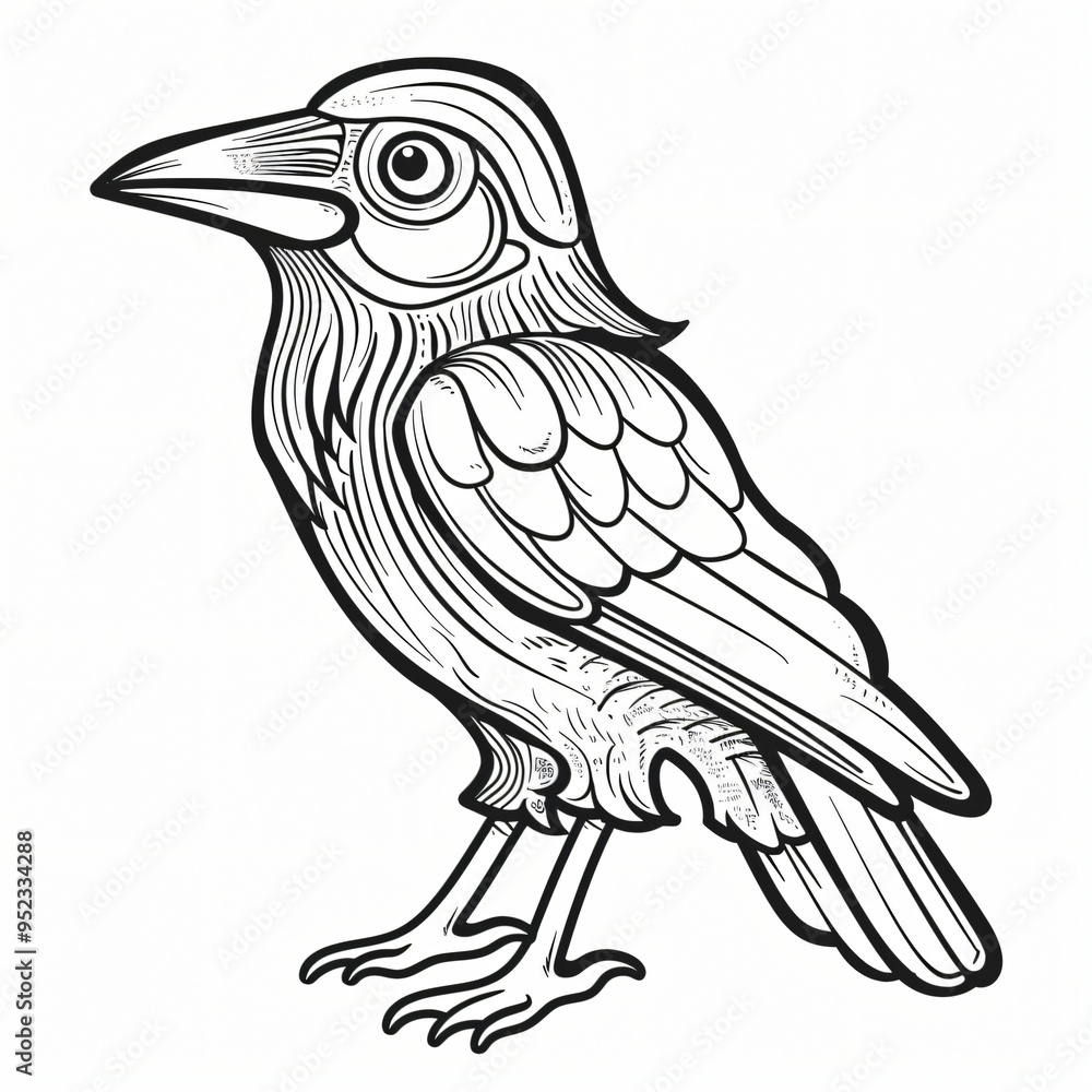 Obraz premium Crow children coloring book page isolated