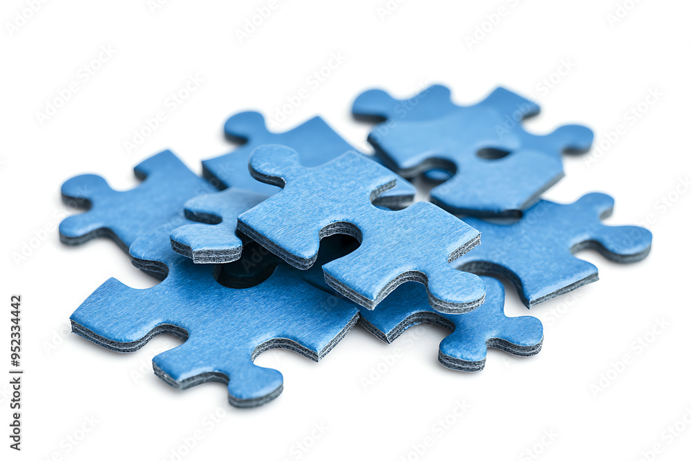A simple and isolated image of a puzzle on a white background, representing problem-solving, connection, and the process of fitting pieces together to form a whole.