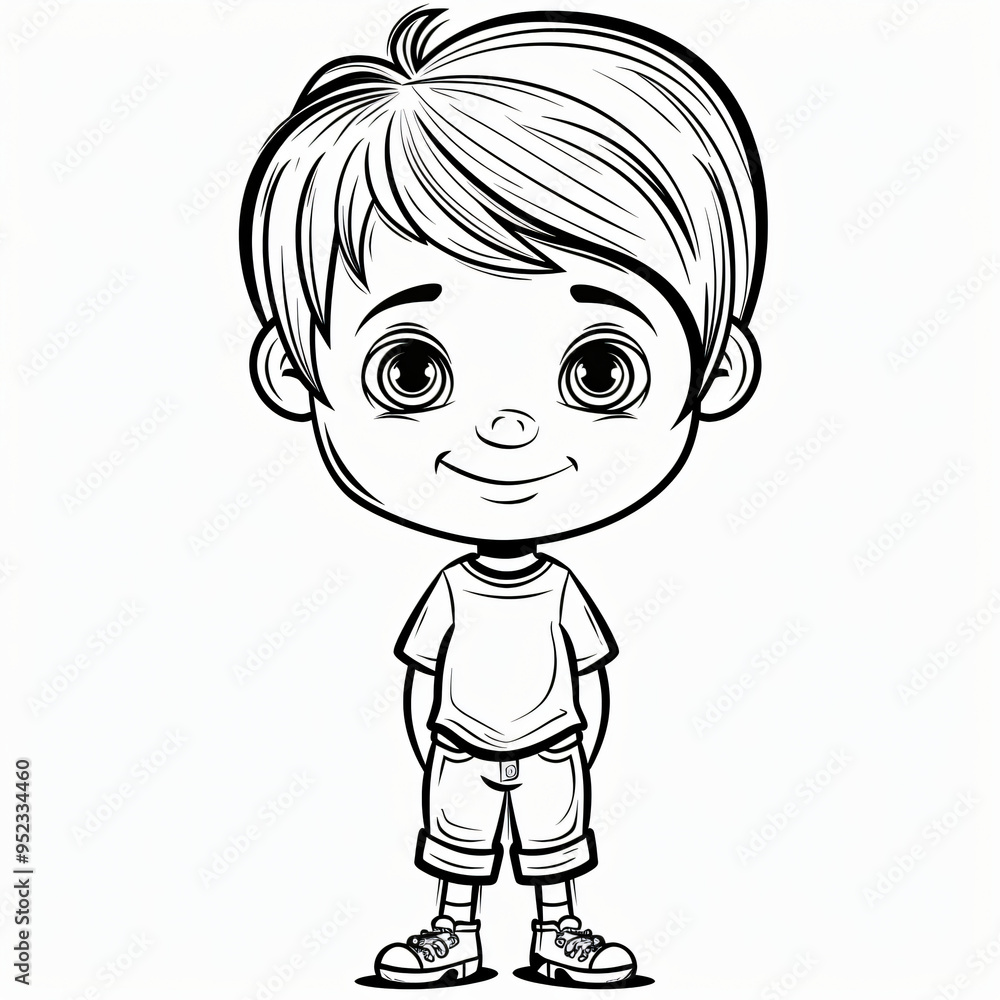 boy children coloring book page isolated boy children coloring book page isolated