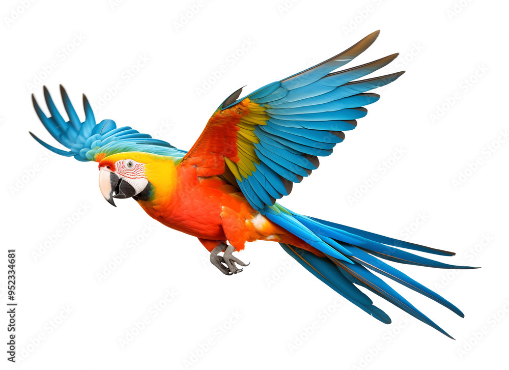Obraz premium Parrot Flying Isolated on Transparent Background PNG 