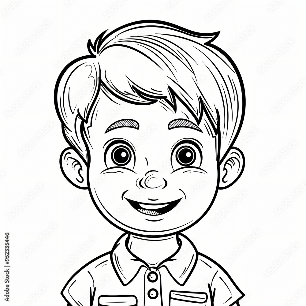 boy children coloring book page isolated boy children coloring book page isolated