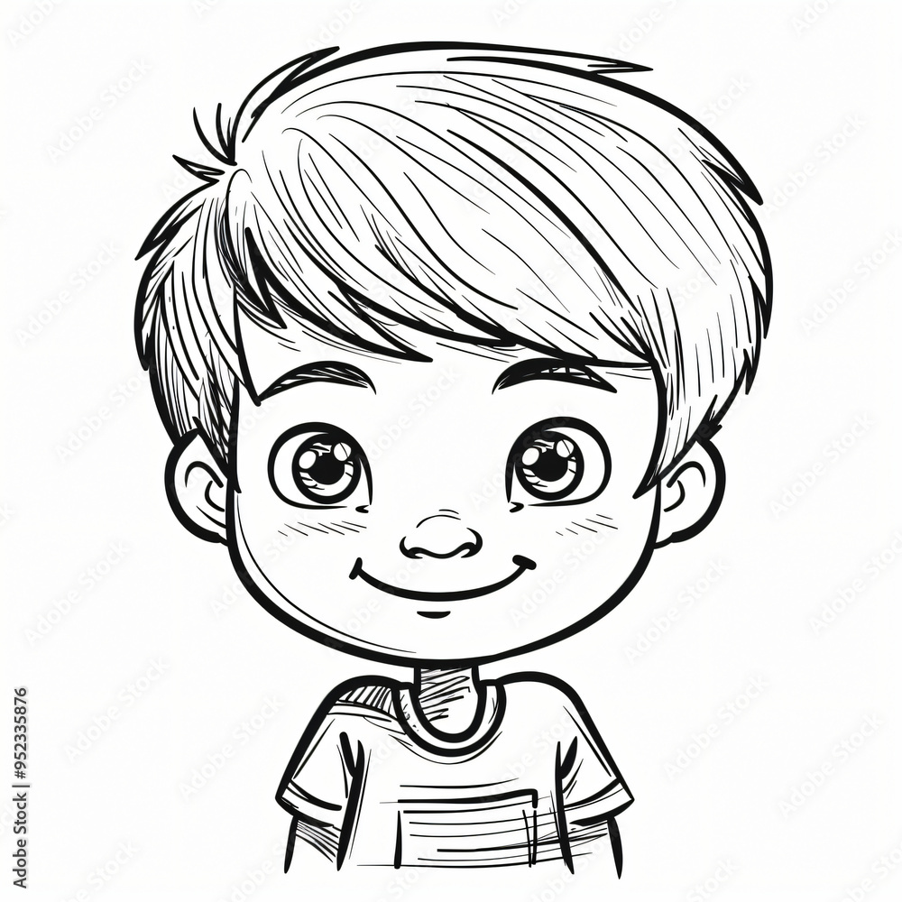 boy children coloring book page isolated boy children coloring book page isolated