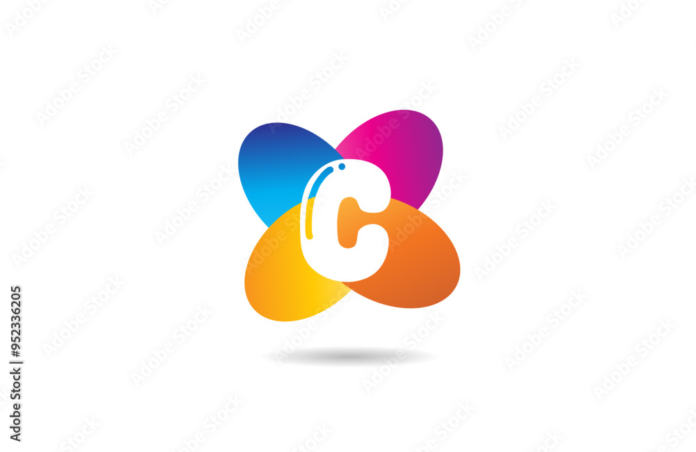 C coloured flower letter alphabet logo icon petal design with suitable for a company or business C coloured flower letter alphabet logo icon petal design with suitable for a company or business
