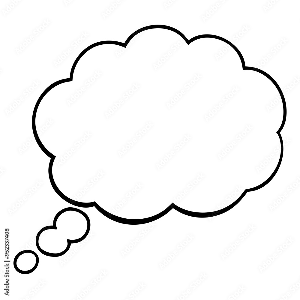 line art thought bubble thinking cloud black vector line art thought bubble thinking cloud black vector