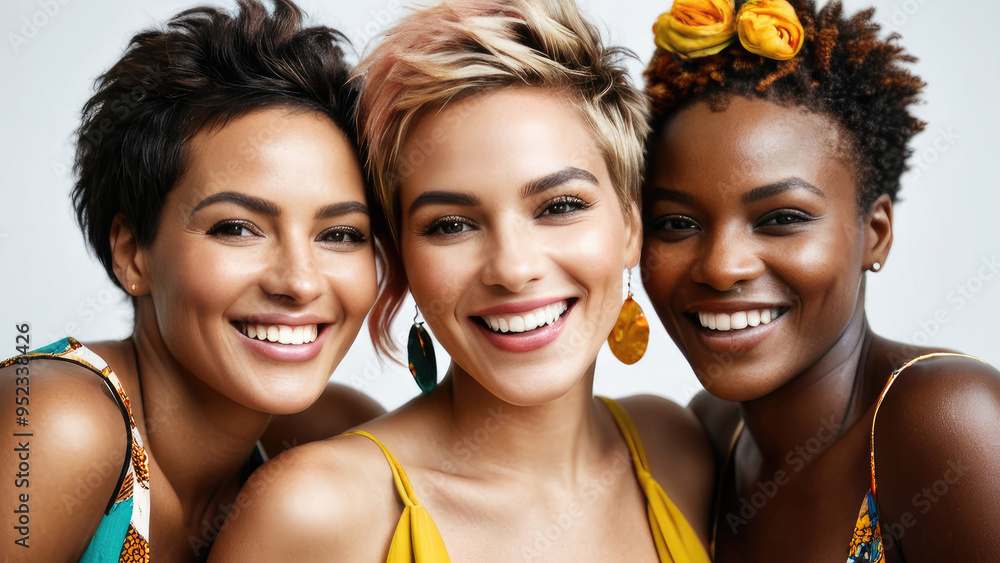 beauty and happy black women for natural wellness, skincare and togetherness, empowerment or unity