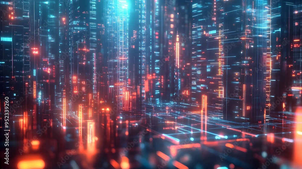 Futuristic FinTech Hub with Sleek Digital Platforms and Cutting Edge Holographic Interfaces Futuristic FinTech Hub with Sleek Digital Platforms and Cutting Edge Holographic Interfaces
