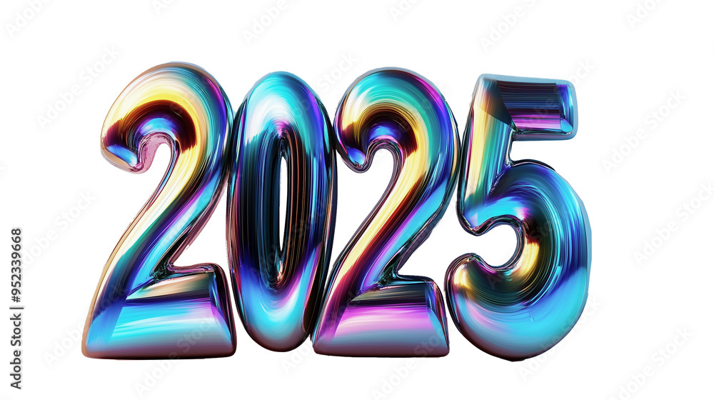 メタリック2025年、3Dデザイン素材(背景透明) メタリック2025年、3Dデザイン素材(背景透明)