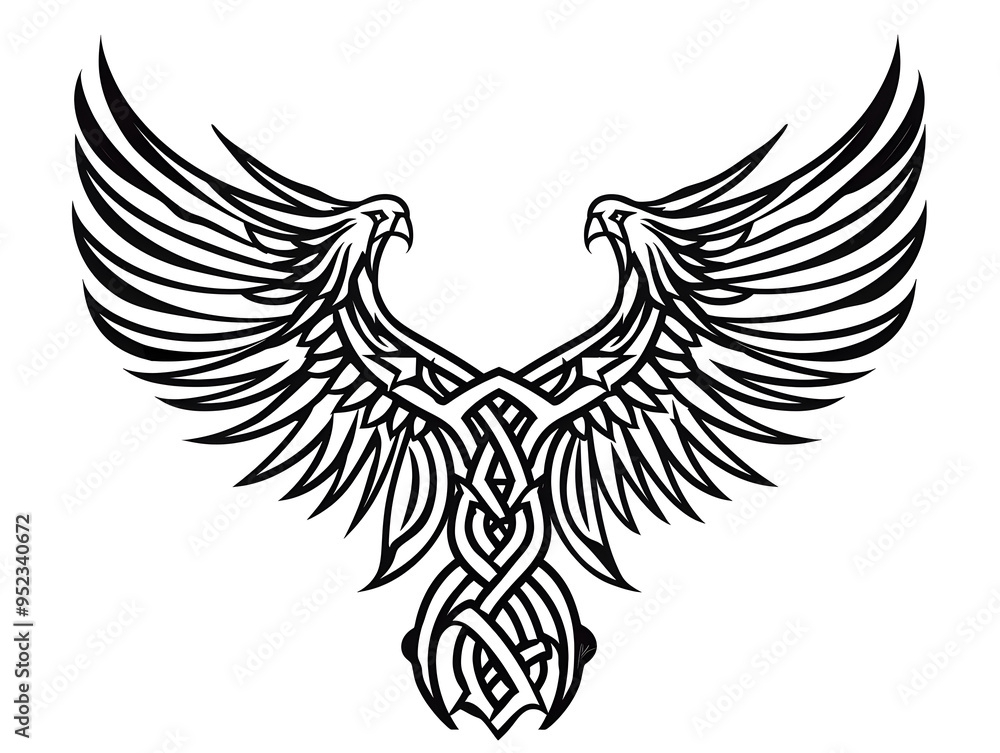 Fototapeta premium Phoenix Wings very simple traditional tattoo flash styles illustration