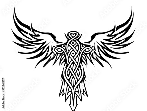 Phoenix Wings very simple traditional tattoo flash styles illustration photo