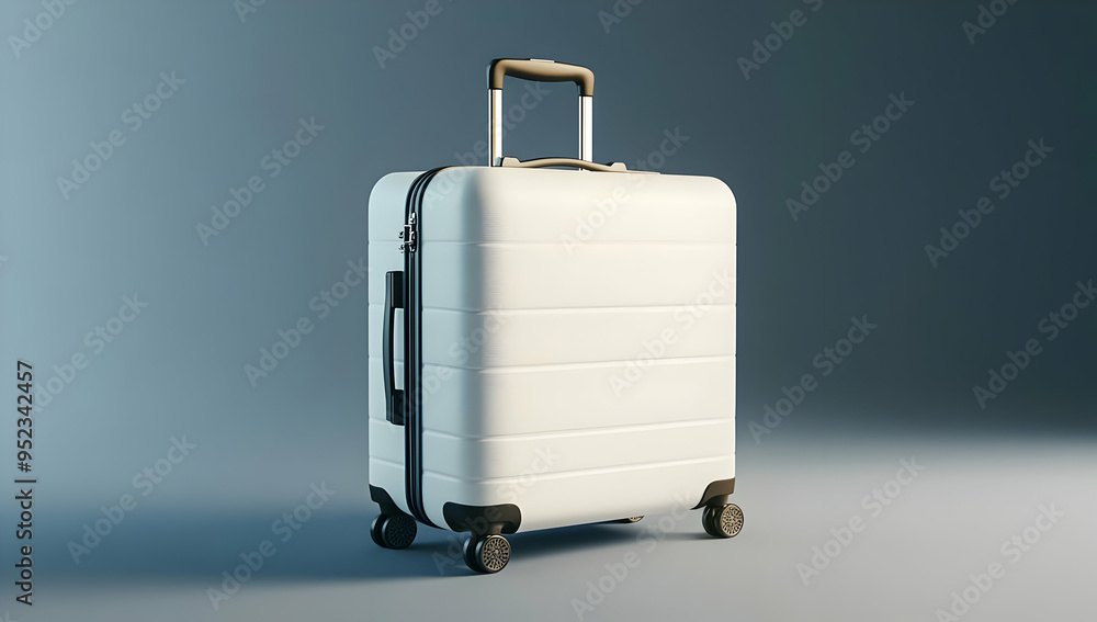 A sleek white suitcase with a modern design, featuring a retractable handle and smooth wheels, perfect for travel. A sleek white suitcase with a modern design, featuring a retractable handle and smooth wheels, perfect for travel.